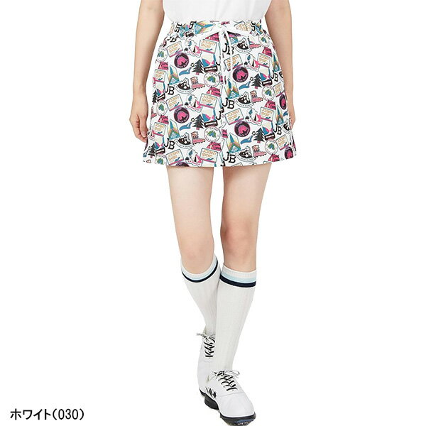 レディース ジャックバニー スカート 総柄ワッペンプリント 263-2234850 2022年秋冬モデル 秋冬ウェア ゴルフウェア Jack Bunny!! ジャックバニー!! 女性用 インナーパンツ一体型 おしゃれ ブランド