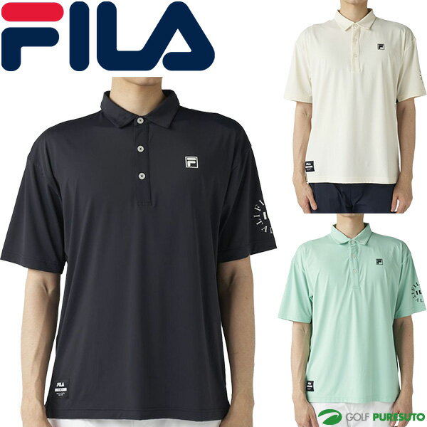 FILA Golf - フィラ ゴルフ 半袖 ポロシャツ 脇切替 バックプリント メンズ 745-682 トップス ゴルフウェア 2025年春夏モデル FILA GOLF 春夏ウェア 745682 吸汗速乾 UVカット 接触冷感 おしゃれ ブランド