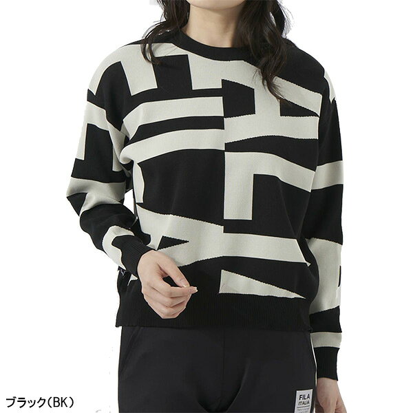 【レディース】フィラ ゴルフ 長袖 クルーネックセーター 軽量ポリエステルニット 793-703 ゴルフウェア 2023年秋冬モデル FILA GOLF 793703 女性用 おしゃれ