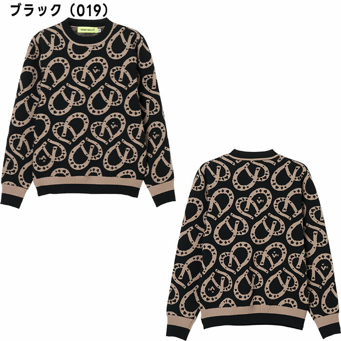 レディース ビバハート ゴルフ シュバルハート柄 ニットプルオーバー 012-14912 ゴルフウェア トップス 2025年秋冬モデル VIVA HEART GOLF おしゃれ ブランド