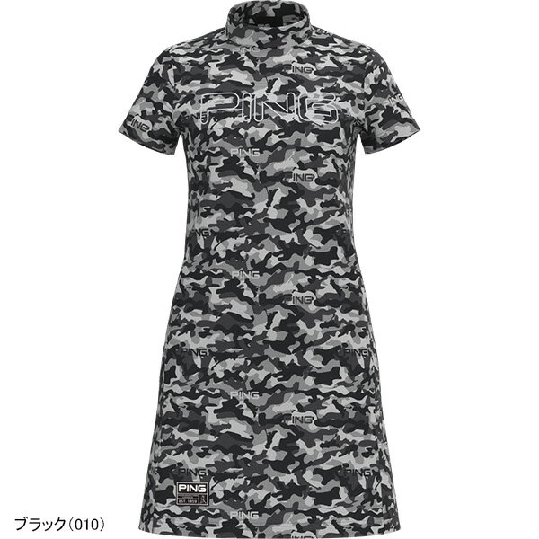 レディース ピン アパレル 半袖 モックネック ワンピース 迷彩ジャガード 622-2224890 ゴルフウェア 2022年秋冬モデル PING APPAREL 春夏ウェア 秋冬ウェア 女性用 アパレル おしゃれ ブランド