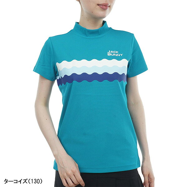 レディース ジャックバニー 半袖 モックネックシャツ リップ鹿の子 263-3167618 20...