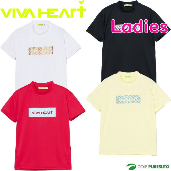 VIVA HEART - レディース ビバハート ゴルフ 半袖 モックネックシャツ ボックスグラフィック半袖Tシャツ 012-25344 トップス ゴルフウェア 2026年春夏モデル VIVA HEART 春夏ウェア 女性用 おしゃれ ブランド