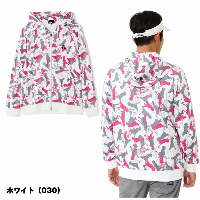 ピン アパレル フルジップフーディー パーカー トレーナー Mr.PING 総柄プリント NATIVE メンズ 2262803 ゴルフウェア おしゃれ golf ブランド