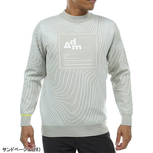 アドミラル ゴルフ 長袖 カンターライン ジャガード クルーセーター メンズ ADMA399 クルーネック ニット トップス ゴルフウェア 2023年秋冬モデル Admiral Golf 秋冬ウェア おしゃれ ブランド