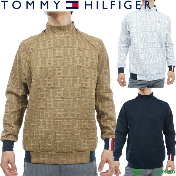 トミー ヒルフィガー ゴルフ 長袖 モノグラム キルトモックネックスウェット メンズ THMA358 トレーナー ゴルフウェア おしゃれ