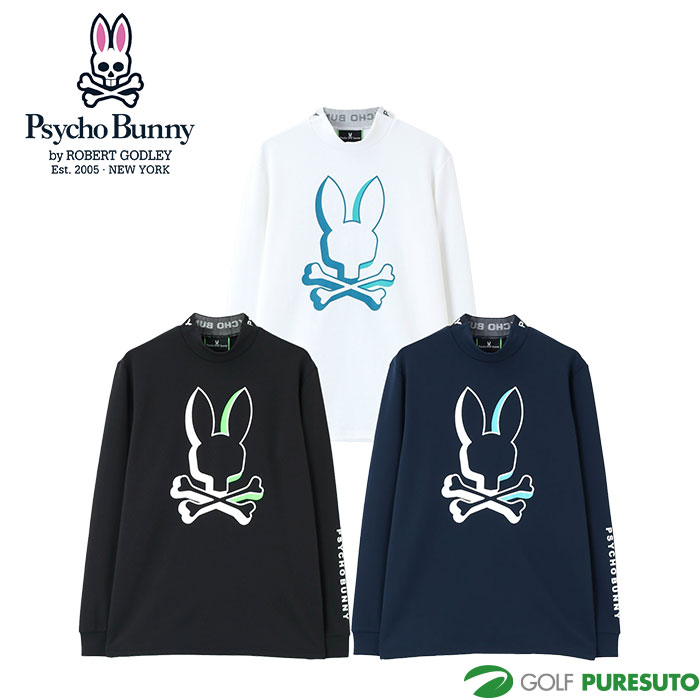 楽天スポーツ　プレストサイコバニー ゴルフ NEON BUNNY モックネック ロングスリーブ Tシャツ GF232 トップス ゴルフウェア 2023年秋冬モデル Psycho Bunny おしゃれ ブランド