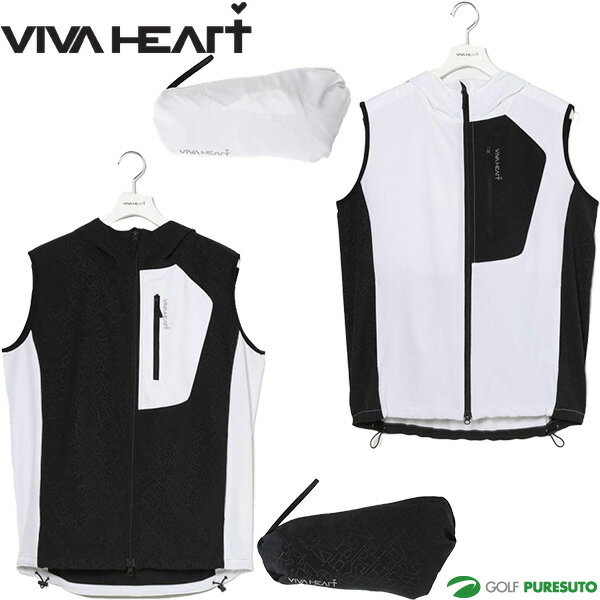 ビバハート フルジップベスト 撥水 ポケッタブル フード付き ストレッチ メンズ 011-49970 アウター ゴルフウェア VIVA HEART 秋冬モデル 秋冬ウェア 23FW おしゃれ 撥水