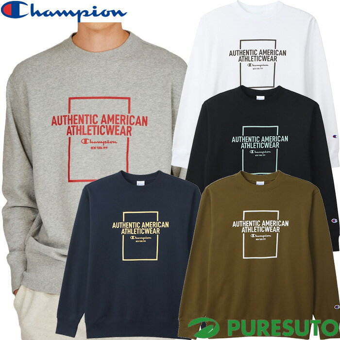 【商品説明】 Champion（チャンピオン）のスウェットシャツは、「ザ キング オブ スウェットシャツ」と評されるほど、世界中の多くのファンに愛されてきました。 環境に配慮して生産されたサステナブルなアメリカ綿70％とリサイクルポリエステル30％の裏毛素材を使用。 コットンの肌触りの良さとポリエステルの汎用性を活かしたクルーネックスウェットシャツです。 チャンピオンブランドの歴史の中で、多くのカレッジやチームのウェアとして使用され、支持されてきたプリントデザインを現代に落とし込んだアイテム。 胸に「AUTHENTIC AMERICAN ATHLETICWEAR （オーセンティック アメリカン アスレチックウェア）」の文字組とChampionロゴをボックスで囲んだグラフィックのプリント入りです。 【商品特徴】 リサイクルポリエステル、USAグローンコットン 【素材】 本体：コットン70％、ポリエステル30％ リブ部分：コットン95％、ポリウレタン5％ 【実寸サイズ(cm)】 M：身丈67、身幅55、肩幅46、袖丈60 L：身丈70、身幅57、肩幅48、袖丈62 XL：身丈73、身幅59、肩幅50、袖丈64 ※サイズはアメリカ企画サイズではなく、日本企画サイズです。 ※実際のサイズと若干の誤差が生じる場合がございます。 ※弊社では±2cmまでを許容範囲としております。 ※洗濯により若干の縮みがございます。 【原産国】 カンボジア 【ご注意】 ※モニターなどの環境で、写真と実際の商品の色が多少異なる場合があります。 ※お客様都合（サイズが合わない、イメージと違う等）での返品及び交換はお受け出来ませんので予めご了承ください。