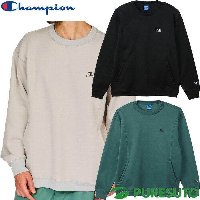 乐天商城 - チャンピオン Champion 長袖 クルーネックスウェットシャツ テックウィーブ テリー 24FW メンズ C3-AS004 2024年秋冬モデル トップス 秋冬ウェア スポーツ ストレッチ 保温 おしゃれ
