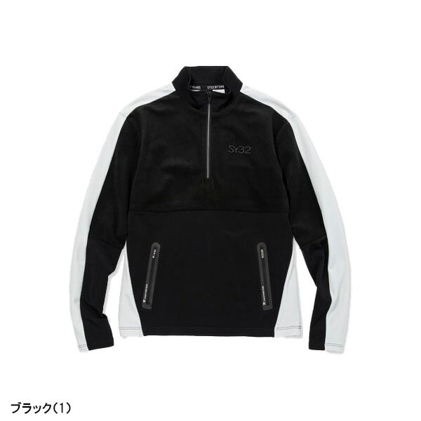 SY32 by SWEET YEARS 長袖 ハーフジップ カルビコ ストレッチスウェット プルオーバー ジャケット メンズ SYG-22A21 トップス ゴルフウェア エスワイサーティトゥ バイ スウィートイヤーズ 秋冬モデル 秋冬ウェア FLOCKY LOGO SWEATER 22AW おしゃれ