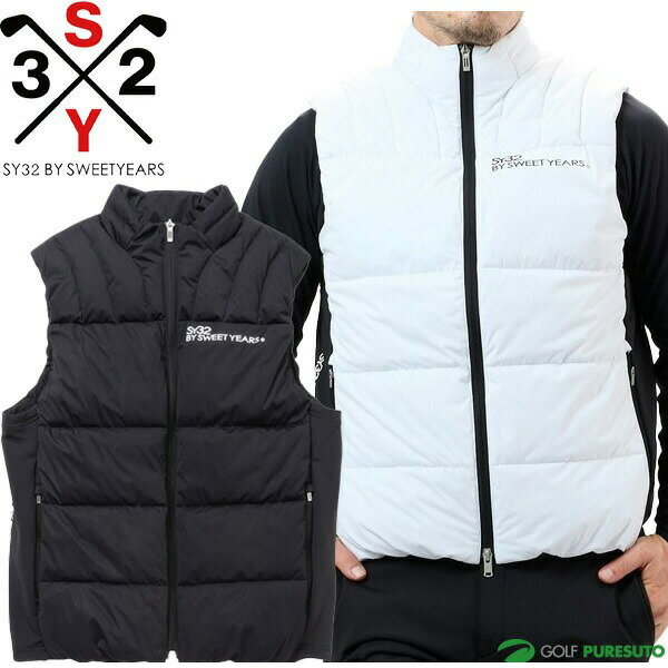 SY32 by SWEET YEARS フルジップ ベスト ストレッチ ニット ラミー ベスト ダウンベスト メンズ SYG-24A046 アウター ゴルフウェア エスワイサーティトゥ バイ スウィートイヤーズ 2024年秋冬モデル 秋冬ウェア STRETCH KNIT LAMI VEST おしゃれ 防風 撥水