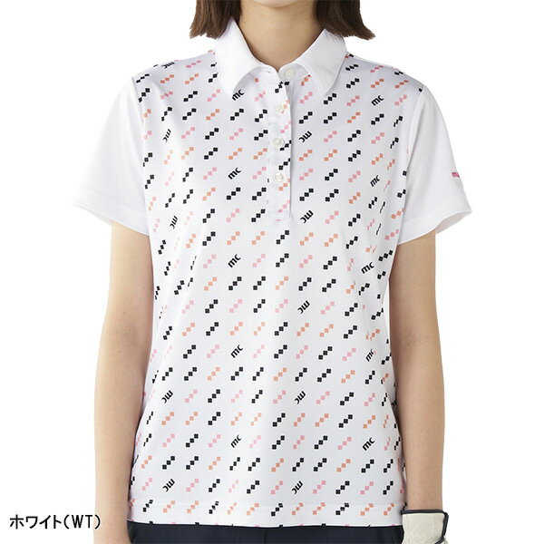 レディース マリ・クレール 半袖 ポロシャツ 715-654 カラフルロゴパターン 吸汗速乾 UVカット 接触冷感 遮熱 ゴルフウェア 女性用 2025年春夏モデル marie claire マリクレール 春夏ウェア トップス 715654 おしゃれ ブランド