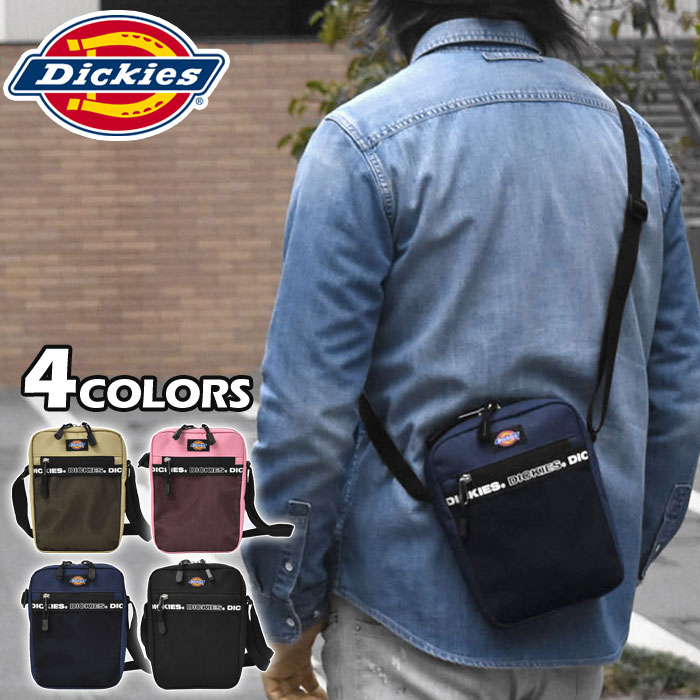 ショルダーバッグ メンズ 斜めがけ/Dickies ディッキーズ ポリキャンバス ロゴテープ ミニ ショルダーバッグ /ミニショルダーバッグ 斜めがけバッグ ミニバッグ スクエア 四角 フェス 旅行用 おしゃれ 無地 シンプル 軽い 軽量 メッシュポケット 縦型 ナイロン ブランド/ r