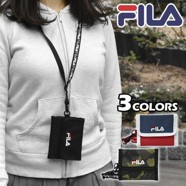 FILA (フィラ) ポリキャンバス ミニ 財布 ネックウォレット /ミニ財布 レディース メンズ ストラップ付 ストラップ 首 かけ コインケース 小銭入れ 小さい フェス おしゃれ シンプル カジュアル コンパクト 小物 雑貨 無地 シンプル 軽い 軽量 ナイロン ブランド ロゴ/ r