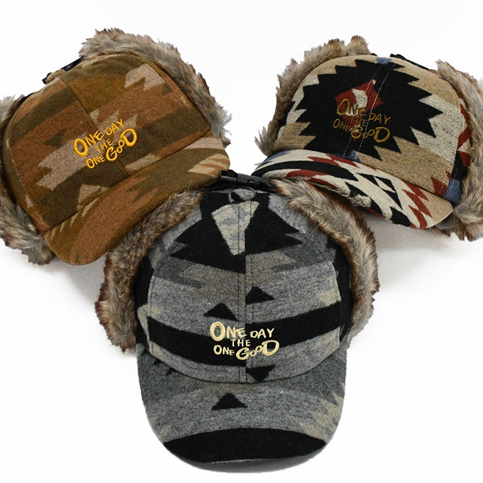 オルテガ柄 サイドアップ キャップ レディース メンズ 女性 男性 男女兼用 パイロットキャップ フライ..