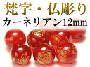 ●【カーネリアン 12mm】【金塗り 梵字&仏彫り珠】全8種【tu-p】