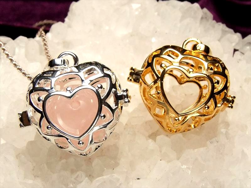 ●サイズUP!入れ替え可能【ハート型ケージ ストーン入れ替えペンダント】【ケージ型】 約15mm-19mmの天然石が入ります パワーストーン 天然石