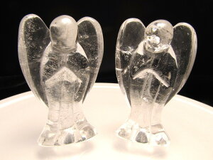 4A【天然水晶 エンジェル彫り】25-35g前後 天使クリスタル 極上超透明 インテリアに 風水グッズ 置物