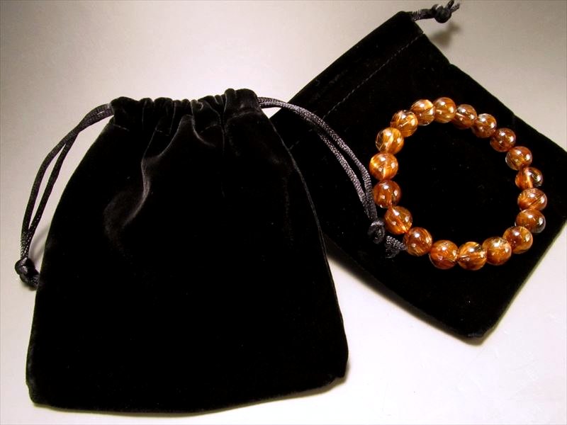 ●【ベロア調(M) 高級ブレスレット用ポーチ ブラック】 10枚セット Mサイズ 黒 厚手【si-s】【inmy】 パワーストーン 天然石