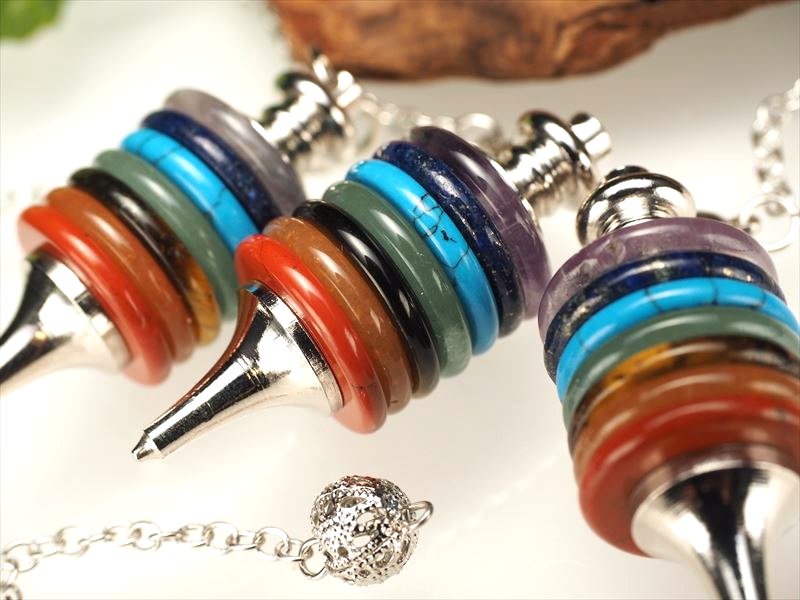 【ブラックフライデー期間中ポイント5倍】●【7種チャクラ対応 ペンデュラム タイプD】 ペンデュラムサイズ縦約45mm 1個売り 大人気スピリチュアルグッズ パ...