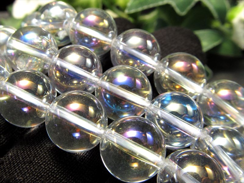 ●【激安宣言】【約8mm珠 コスモオーラ】一連 約37-39cm パワーストーン 丸玉 ビーズ オーラ加工溶錬水晶【ブラジル産】【geki】【rn-s】 パワー...