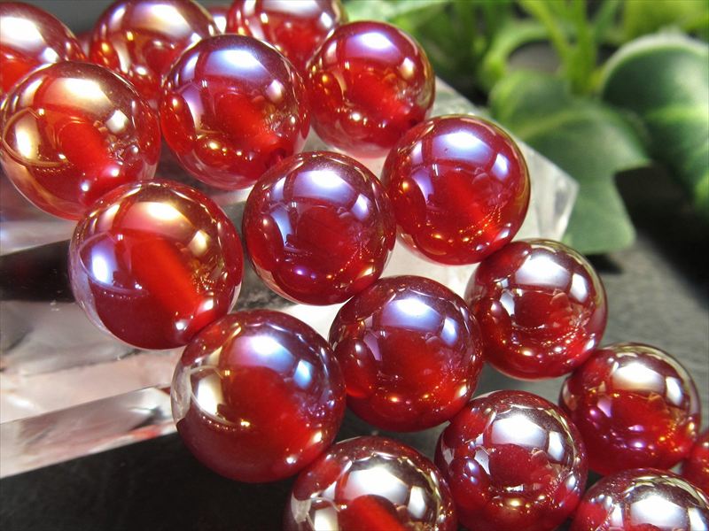 ●【激安宣言】【約6mm珠 カーネリアンオーラ】 一連 約37-39cm オーラ 蒸着赤瑪瑙【ブラジル産】【geki】【rn-s】 パワーストーン 天然石