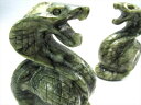 【サーペンティン コブラ(蛇彫り) 彫刻置物】1個売り 高さ80mm前後 へび 唯一無二の模様 癒しと旅の守護石 ヘビ彫刻
