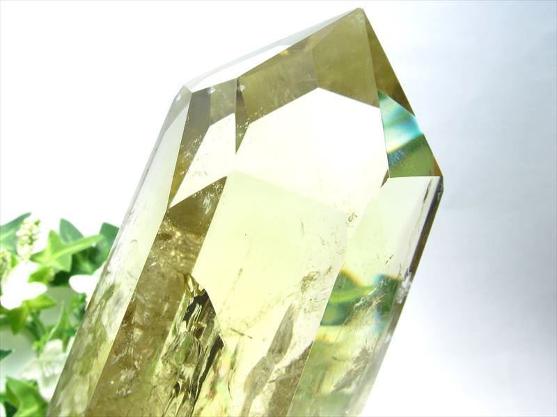 【15日は抽選で100％P還元】●5A エンジェルラダー・虹入り【シトリン ポイント 置物 専用木製台付き】高さ約18.8cm 重さ1023g 透明感抜群 濃厚発色 黄水晶 11月の誕生石 一点もの【ブラジル産】saiのサムネイル