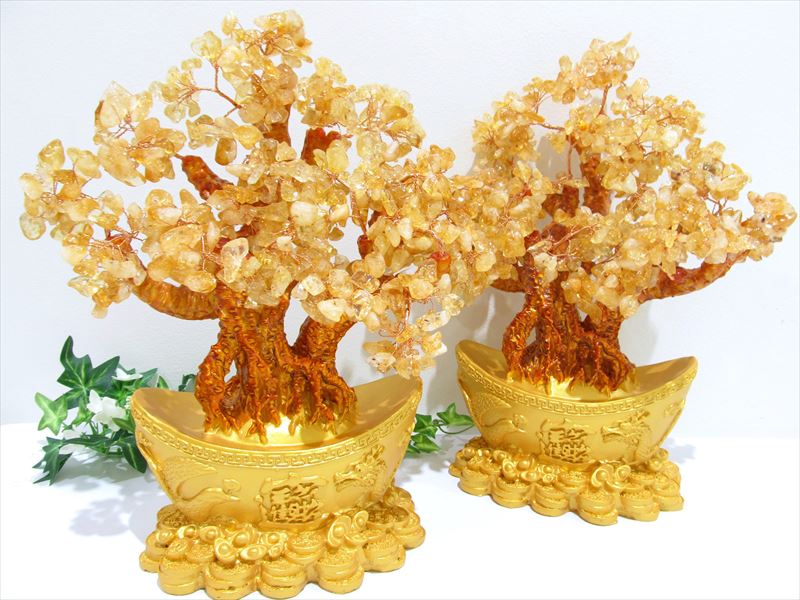 ●元宝タイプ(大)【招財樹 シトリン 金のなる木】縦約30cm 黄水晶 風水アイテム インテリアやプレゼントに 天然石ツリー最強金運アップパワーストーン龍神&鳳...