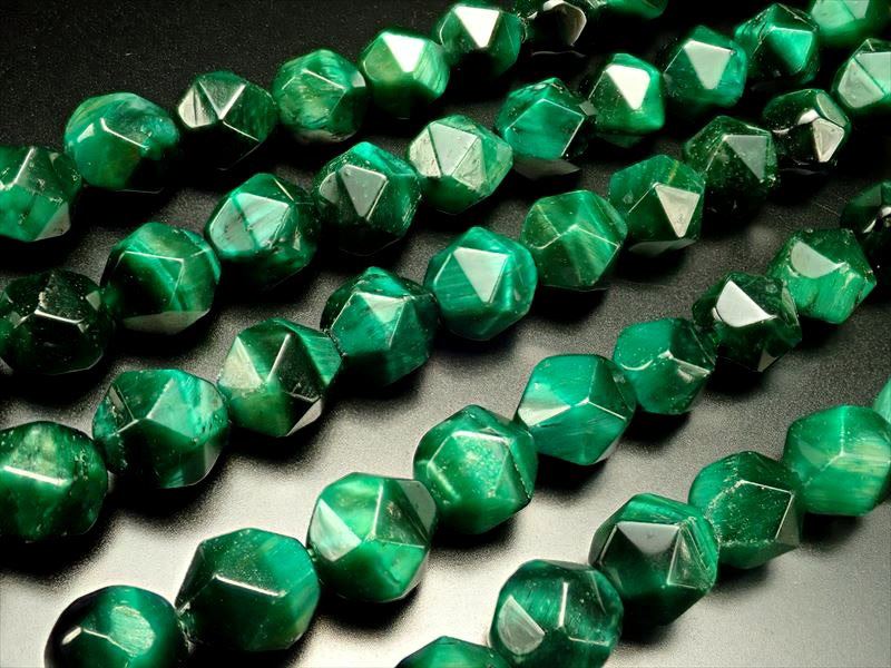 【30日23:59までポイント5倍】【8mm珠 グリーンカラー タイガーアイ カット 連】一連 約38-40cm 【南アフリカ産】 パワーストーン 天然石