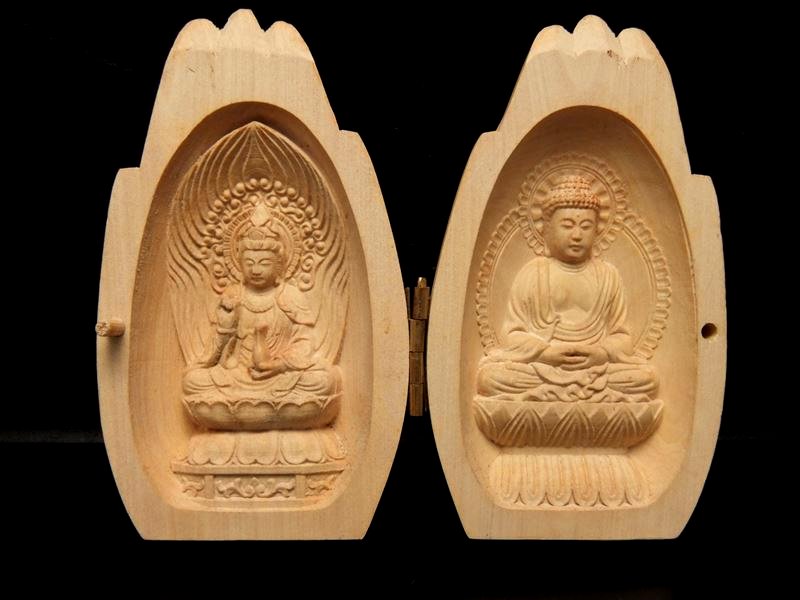 ●【合掌タイプ】5A極上彫り 木彫り仏像置物 高さ約8cm前後 風水やインテリアに【ok-s】