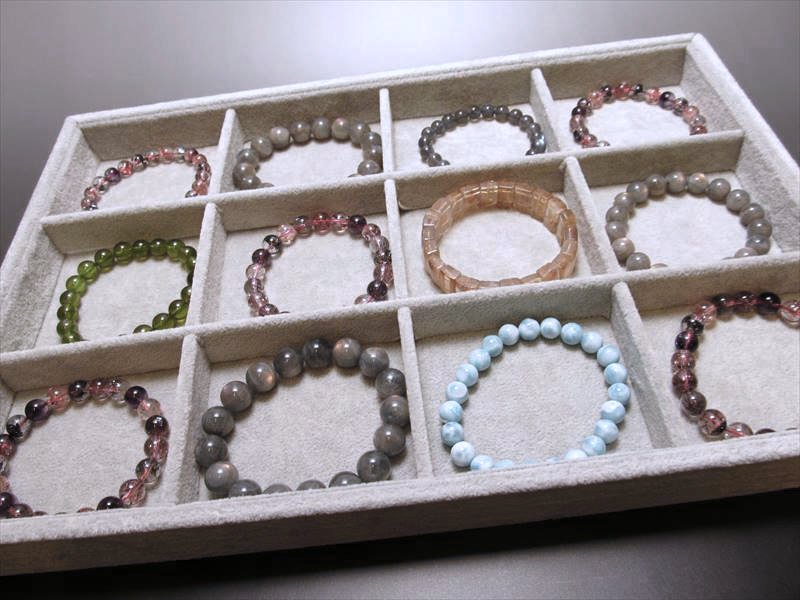 ●【グレー 12枠しきり 天然石販売用トレイ】横35cm×縦24cm 天然石が綺麗に見えます【si-p】 パワーストーン 天然石