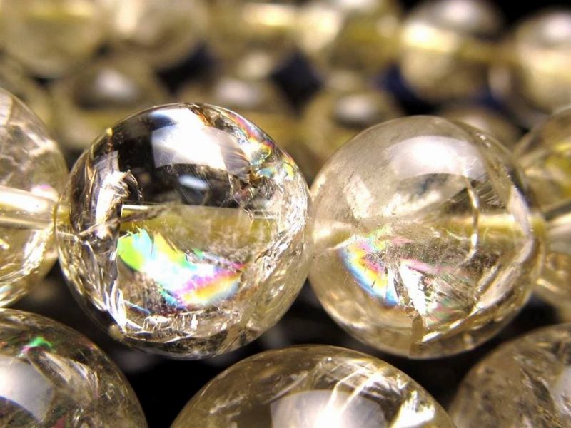 【5日23:59までポイント5倍】濃いめカラー【アイリスレモンクォーツ ブレスレット】約9.5mm-10mm×21珠前後 きらきら アイリスレモン 希望と幸運を...