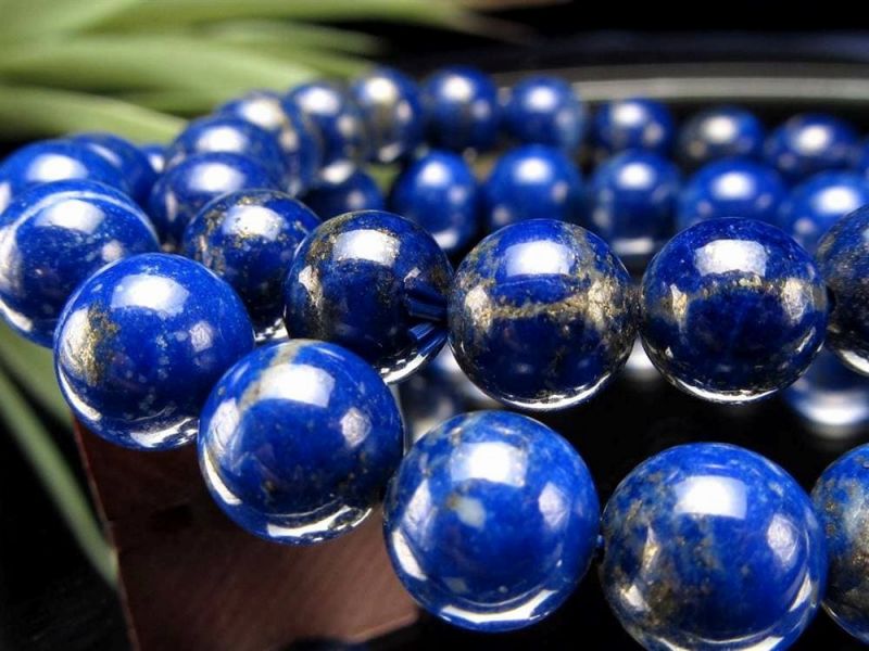 【26日23:59までポイント2倍】青と金の絶妙なコントラスト【ラピスラズリ ブレスレット】 11mm-11.5mm×19珠前後 つやつや光沢 きらきらパイライト 知恵を授ける石【アフガニスタン産】 パワーストーン 天然石