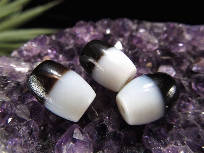 ●小天珠 A至純天珠 黒白天珠(くろしろてんじゅ) サイズ:約12mm-15mm 1個売り 極上 天然石 ビーズ パワーストーン【te-s】 パワーストーン 天...