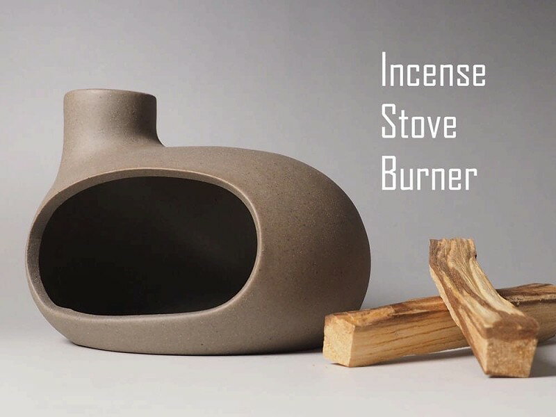 【モダンセラミック インセンスバーナー 卓上暖炉型】横幅約12cm 高さ約9.5cm 奥行約11.5cm ストーブタ..