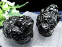 財を集めるカエル【三本脚のカエル オブシディアン銭蛙 彫刻置物】1個売り 約130g-150g 縦約6cm×横約4.5cm×高さ約4cm 極上彫刻置物 【ok-...
