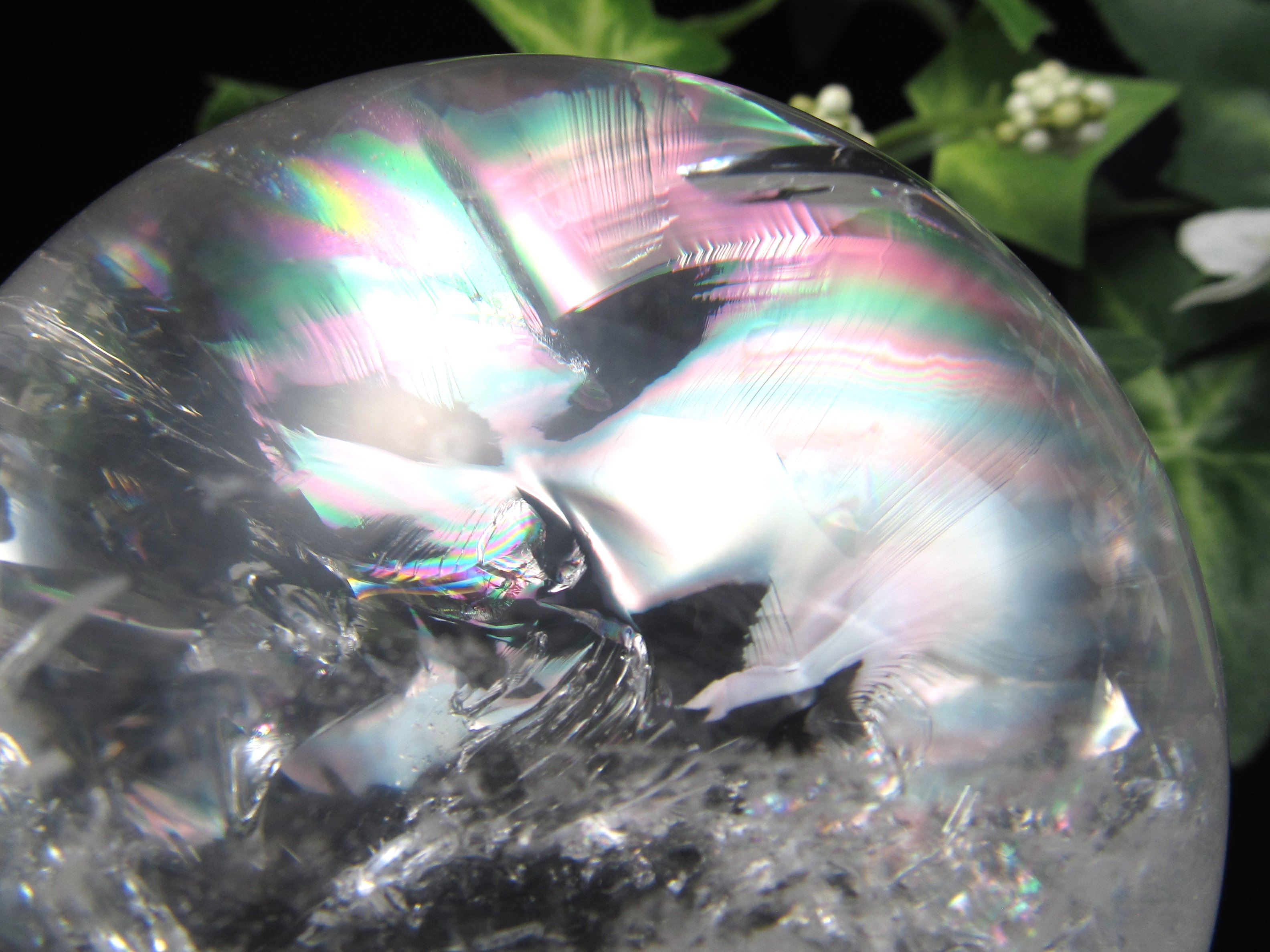 最良の虹! 5A級【天然水晶 虹入り 丸玉 台座付き】重さ460.5g φ69mm レインボー水晶 置物 水晶玉 すべての浄化と純粋さの象徴 極上天然石 一点も...