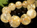 虹入り!3A【ゴールドルチルクォーツ ブレスレット】11.5mm-12mm×18珠 繊細針 ルチル際立つ透明感 金運の代表石 一点もの【ブラジル産】