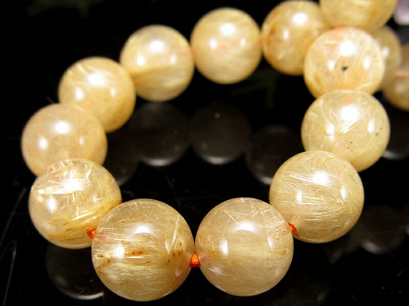 ヴィーナスヘアたっぷり！ 3A+【ゴールドルチルクォーツ ブレスレット】8.5mm-9mm×22珠 繊細針 ルチル際立つ透明感 金運の代表石 一点もの【ブラジル産】(3)