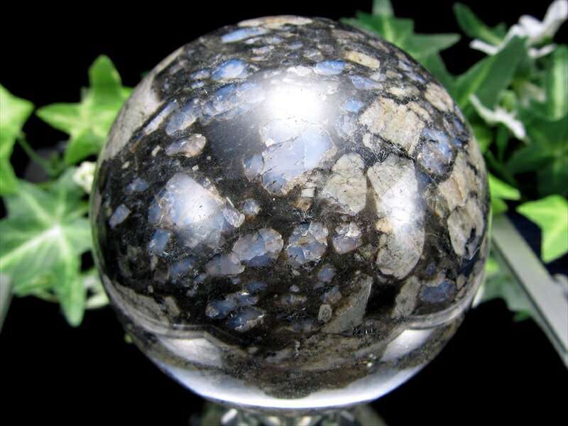 入荷頻度極少！ ケセラストーン 丸玉 置物 台座付 直径約68mm 重さ475g ...