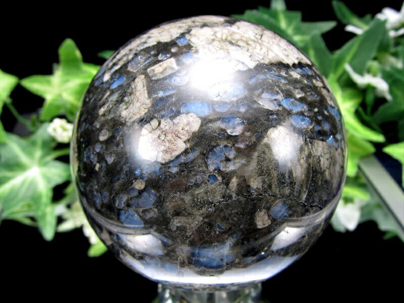 入荷頻度極少！ ケセラストーン 丸玉 置物 台座付 直径約64mm 重さ385g ...