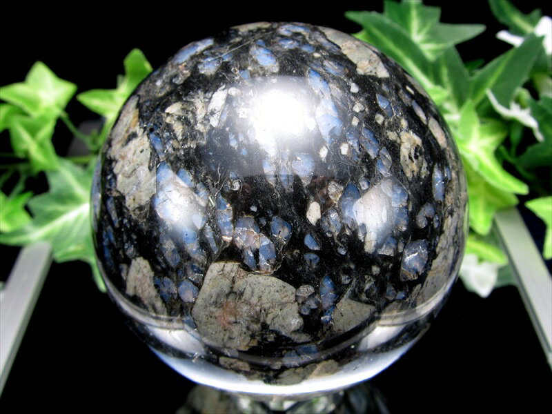 入荷頻度極少！ ケセラストーン 丸玉 置物 台座付 直径約73mm 重さ567g ...