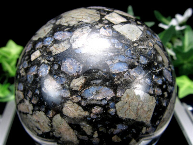 入荷頻度極少！ ケセラストーン 丸玉 置物 台座付 直径約83mm 重さ825g ...