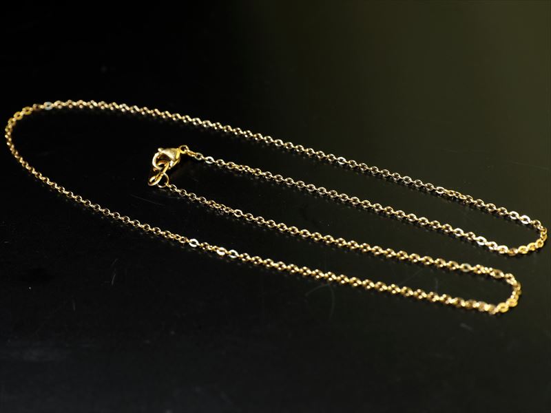 ゴールドタイプ【サージカルステンレス あずき ネックレスチェーン】長さ約45cm 幅約1-2mm 金具最大幅約5mm 316L 馴染みやすい細目幅 メンズもレディースも【inmysp】【hos】