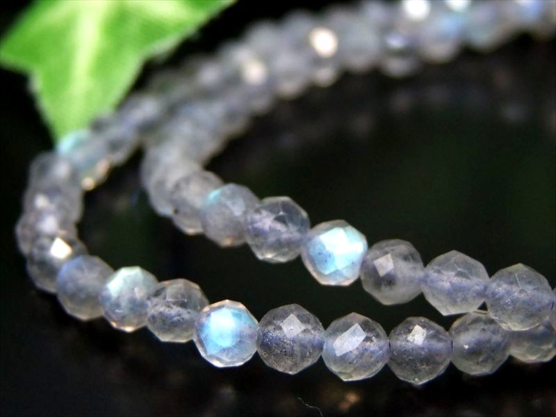【ラブラドライト ボールカット ブレスレット】幅約4mm キラキラボールカット 合わせやすいシンプルデザイン 色とりどりの美しいシラー【マダガスカル産】 パワーストーン 天然石