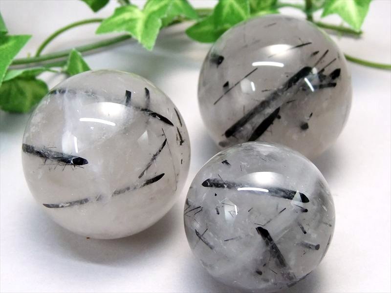 3日23_59までポイント5倍  ブラックルチルクォーツ 丸玉  直径約38mm...