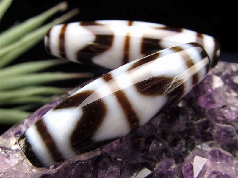 ●A至純天珠 四線虎牙天珠(しせんこがてんじゅ) サイズ:約37ミリ-39ミリ 1個売り 極上 天然石 ビーズ パワーストーン【te-p】 パワーストーン 天然...