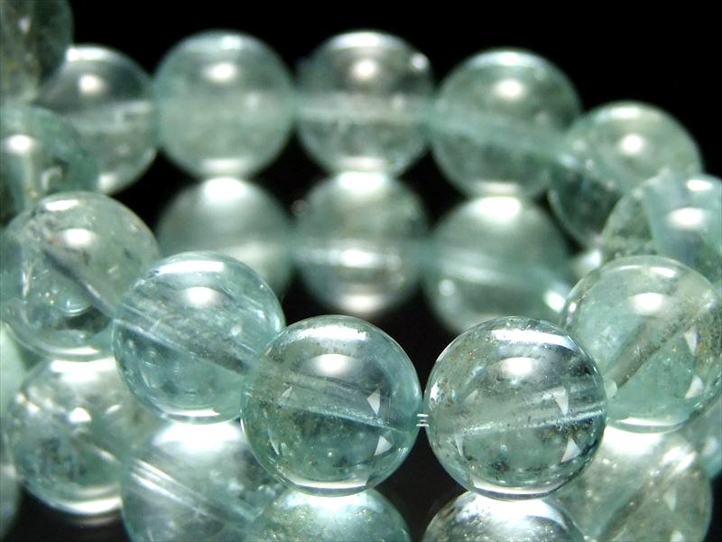 爽やかミントブルー！ 3A+【ミントブルー トパーズ ブレスレット】10mm-10.5mm×19珠 抜群のクリア感 あ..